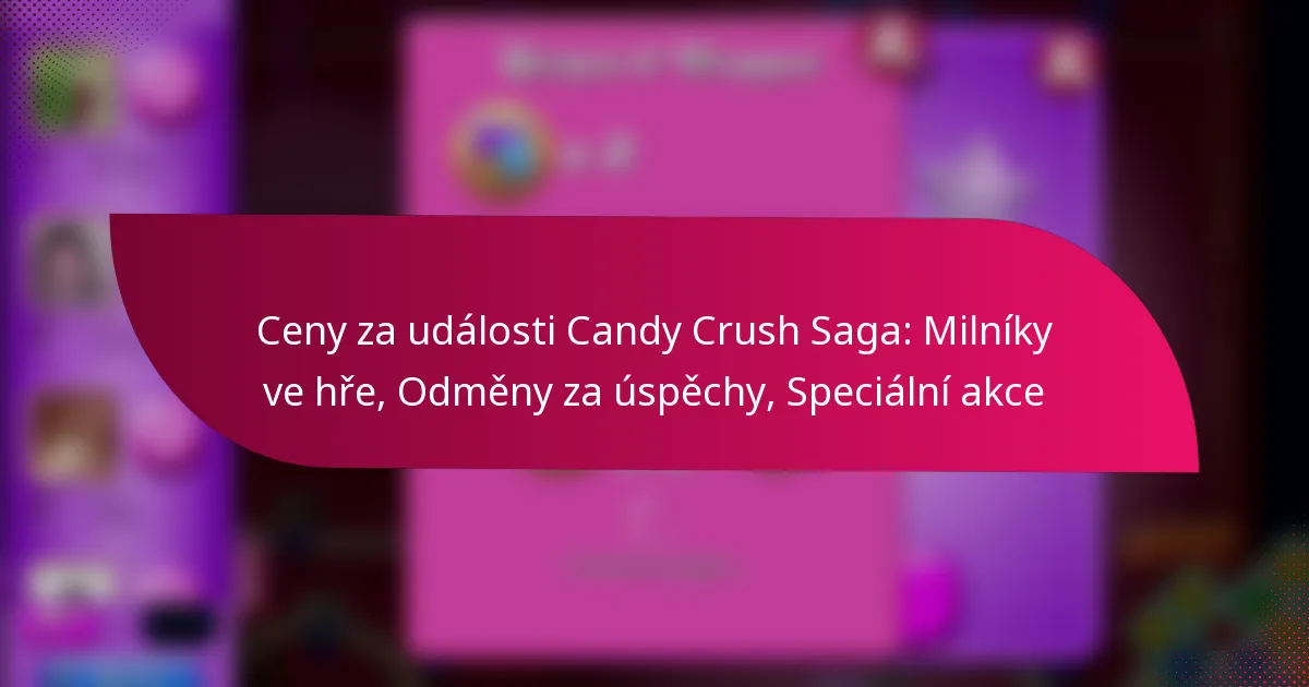 Ceny za události Candy Crush Saga: Milníky ve hře, Odměny za úspěchy, Speciální akce