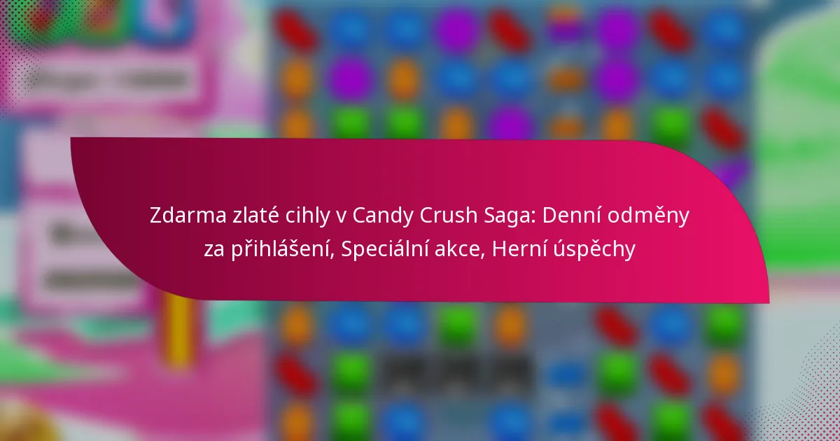 Zdarma zlaté cihly v Candy Crush Saga: Denní odměny za přihlášení, Speciální akce, Herní úspěchy