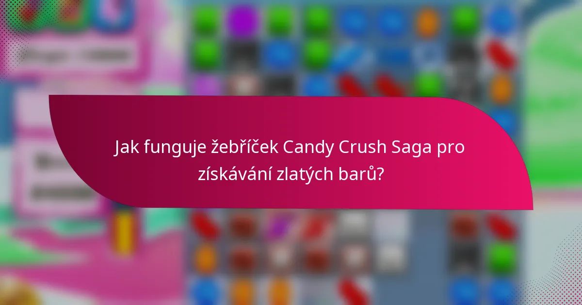 Jak funguje žebříček Candy Crush Saga pro získávání zlatých barů?
